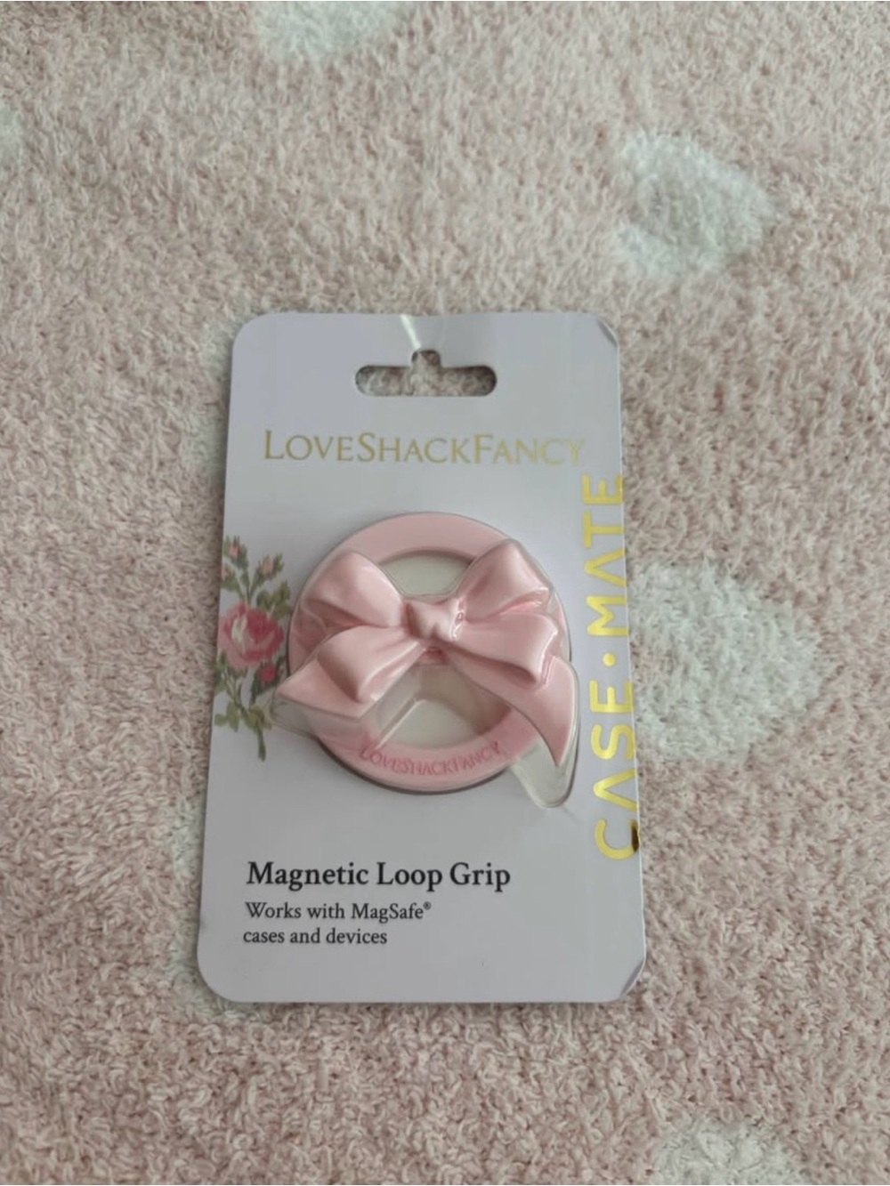 Love Shack Fancy Pink Magnetic Loop Grip with Decorative Bow